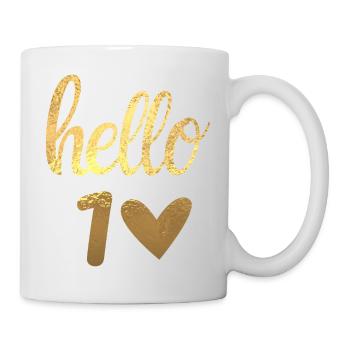 Hello 1 doré - Mug blanc - blanc - Droite