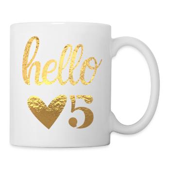 Hello 5 doré - Mug blanc - blanc - Droite