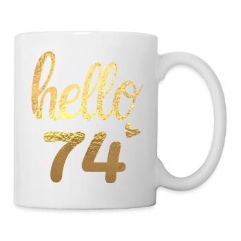 Hello 74 doré - Mug blanc - blanc - Droite