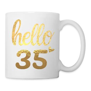 Hello 35 doré - Mug blanc - blanc - Droite