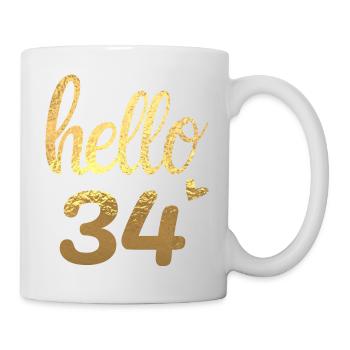 Hello 34 doré - Mug blanc - blanc - Droite