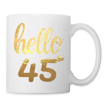 Hello 45 doré - Mug blanc - blanc - Droite