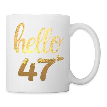 Hello 47 doré - Mug blanc - blanc - Droite