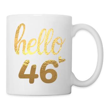 Hello 46 doré - Mug blanc - blanc - Droite