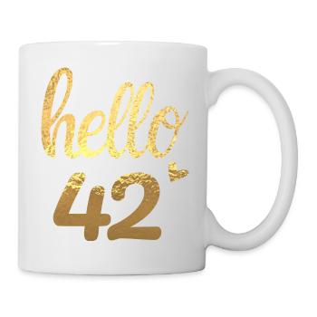 Hallo 42 gold - Tasse - Weiß - Rechts
