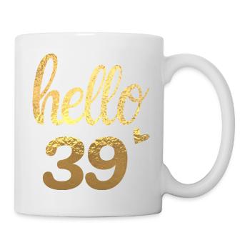 Hello 39 doré - Mug blanc - blanc - Droite
