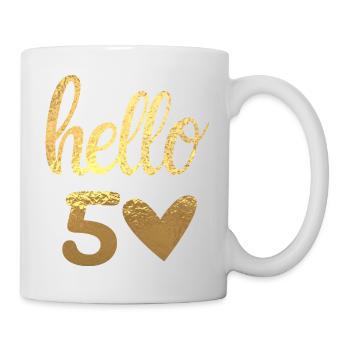 Hello 50 doré - Mug blanc - blanc - Droite