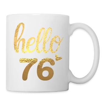 Hello 76 doré - Mug blanc - blanc - Droite