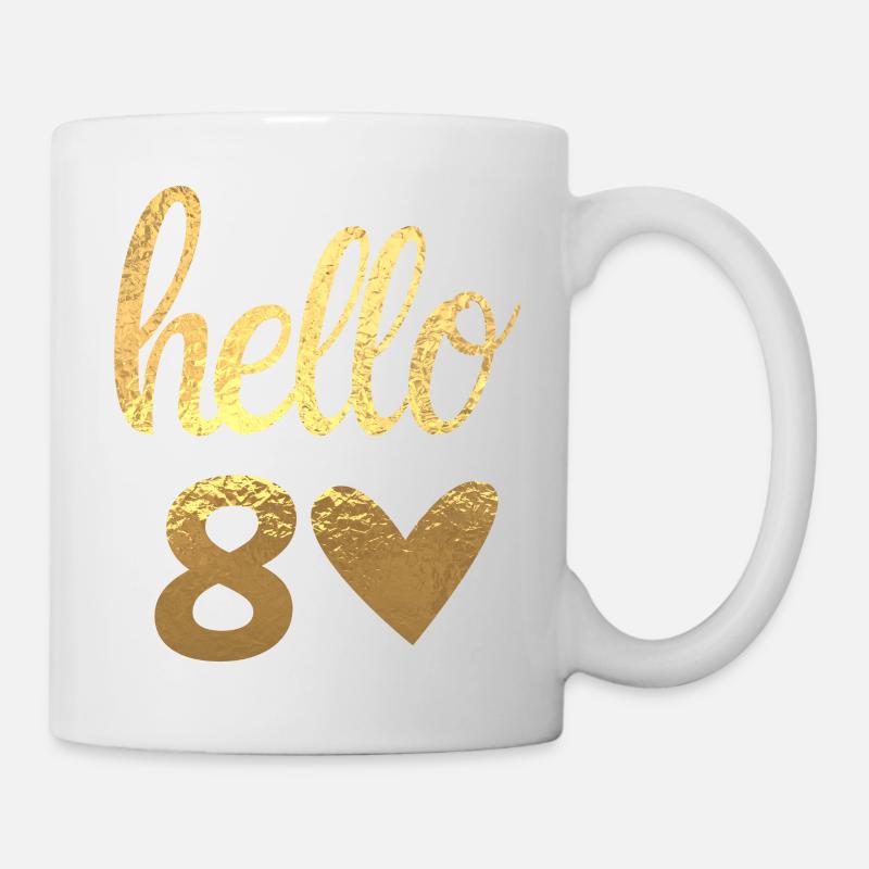Hello 80 doré - Mug blanc - blanc