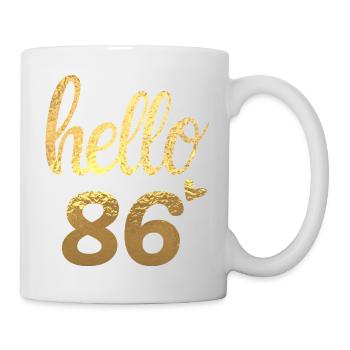 Hello 86 doré - Mug blanc - blanc - Droite