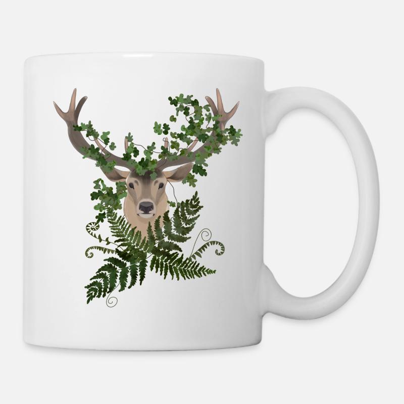 Hirsche und Farne - Tasse - Weiß