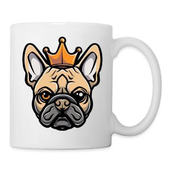 Französische Bulldogge Hund Krone - Tasse - Weiß - Rechts