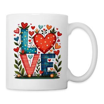 AMOUR - Coeurs et Fleurs - Mug blanc - blanc - Droite