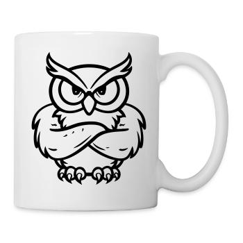 eule comic - Tasse - Weiß - Rechts