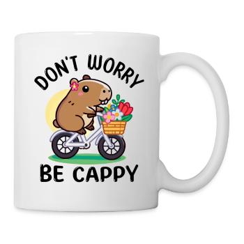 Süßes Capybara auf Fahrrad mit Blumen - Tasse - Weiß - Rechts