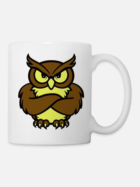 eule comic tier - Tasse - Weiß