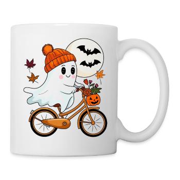 Boo fantôme chevauchant vélo Halloween - Mug blanc - blanc - Droite