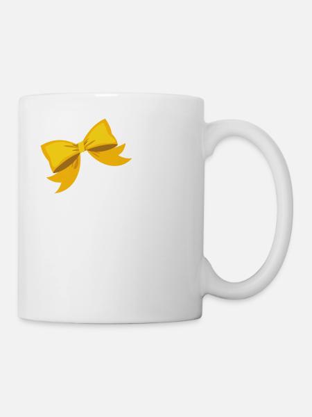 Buchstabe o gelbe Schleife - Tasse - Weiß