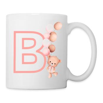 Lettre b rose ours - Mug blanc - blanc - Droite