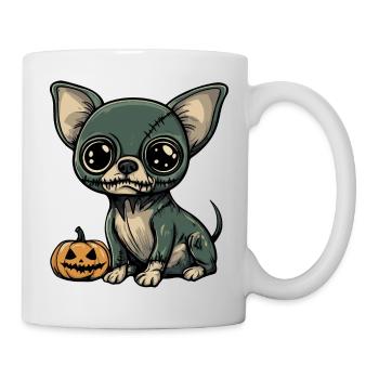 Chihuahua Hund Halloween Lustig Zombie - Tasse - Weiß - Rechts