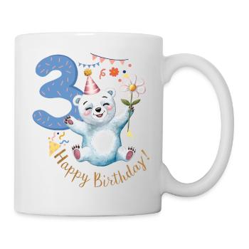 Kind Eisbär 3 Jahre 3. Geburtstag - Tasse - Weiß - Rechts