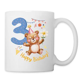 Süßer Geburtstagsbär 3 Jahre 3. Geburtstag - Tasse - Weiß - Rechts