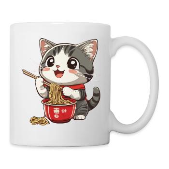Lustige Katze ist Ramen Nudeln - Tasse - Weiß - Rechts