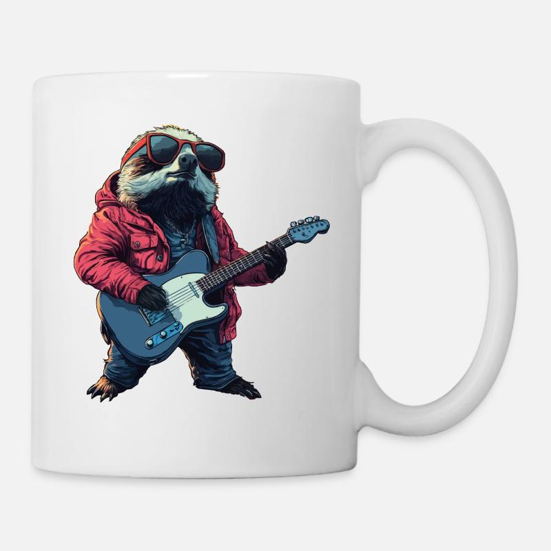 Faultier mit E-Gitarre - Tasse - Weiß