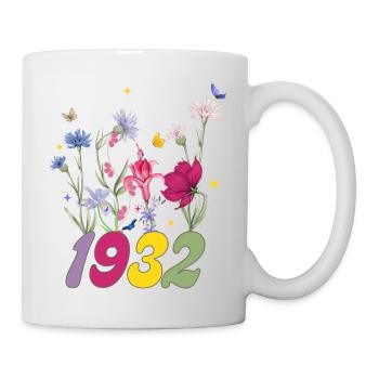 Année de naissance 1932 fleurs sauvages - Mug blanc - blanc - Droite