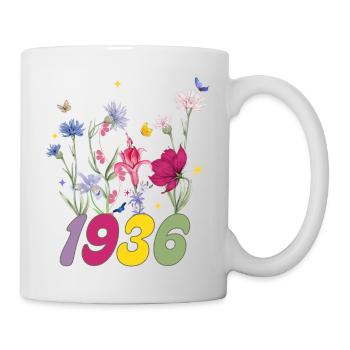 Year of birth 1936 wildflowers - Mug - white - Right