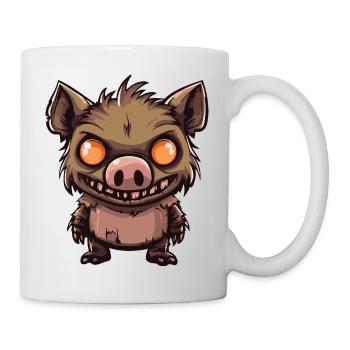 Schwein Halloween Comic Lustig Wildschwein - Tasse - Weiß - Rechts