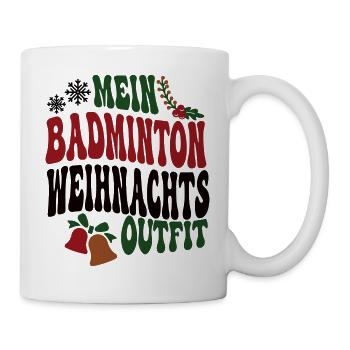 Badminton Weihnachten Badmintonspieler XMAS Outfit - Tasse - Weiß - Rechts
