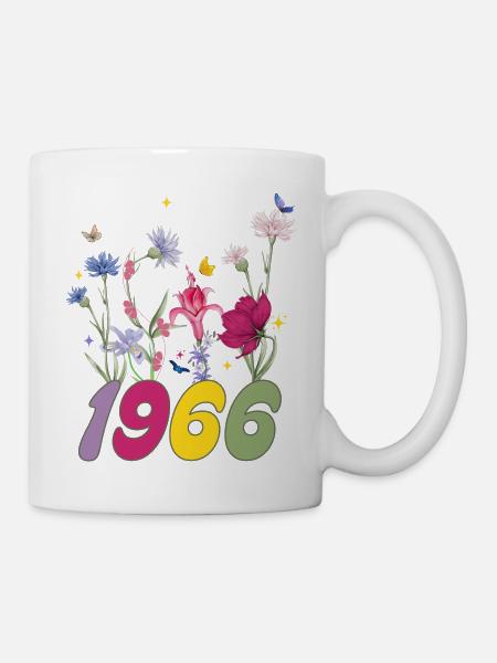Geburtsjahr 1966 Wildblumen - Tasse - Weiß