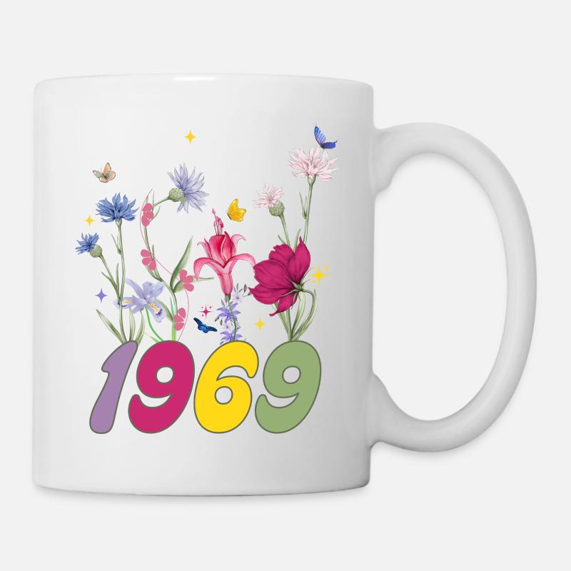 Geburtsjahr 1969 Wildblumen - Tasse - Weiß