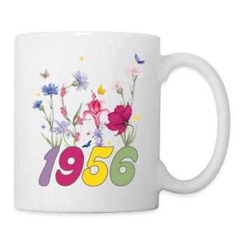 Geburtsjahr 1956 Wildblumen - Tasse - Weiß - Rechts