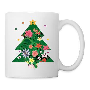 Christmas tree, Christmas tree with colorful flowers - Mug - white - Right
