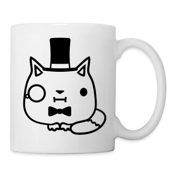 Sir Cat Gentleman Chapeau haut de forme Monocle Rich Gentleman - Mug blanc - blanc - Droite