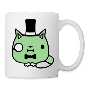 Sir Cat Gentleman Chapeau haut de forme Monocle Rich Gentleman - Mug blanc - blanc - Droite