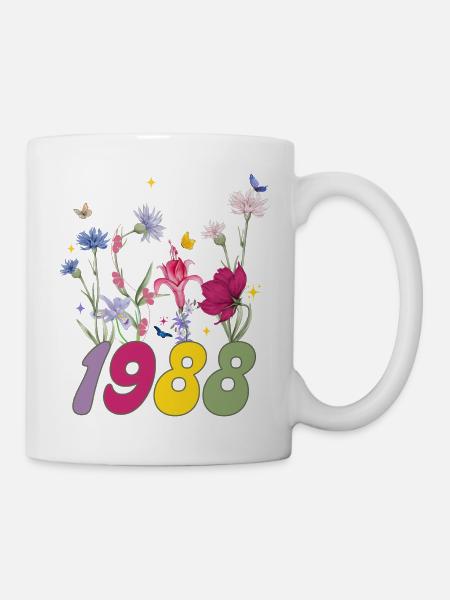 Année de naissance 1988 fleurs sauvages - Mug blanc - blanc
