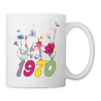 Year of Birth 1970 Wildflowers - Mug - white - Right