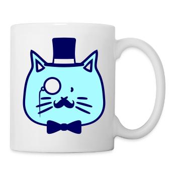 Sir Cat Gentleman Chapeau haut de forme Monocle Rich Gentleman - Mug blanc - blanc - Droite