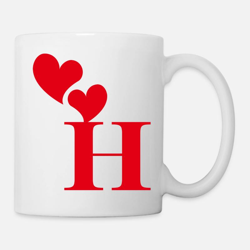 Lettre h cœur rouge - Mug blanc - blanc
