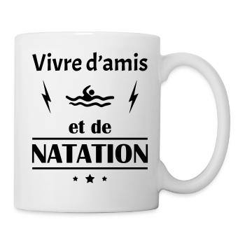 Vivre d'amis et de natation, fête des pères, noël - Mug blanc - blanc - Droite