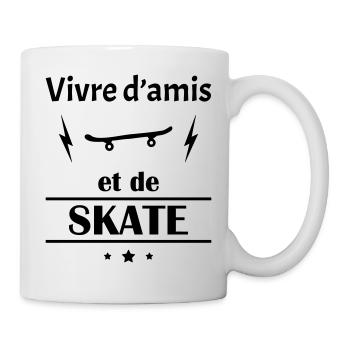 Vivre d'amis et de skate, fête des pères, noël - Mug blanc - blanc - Droite