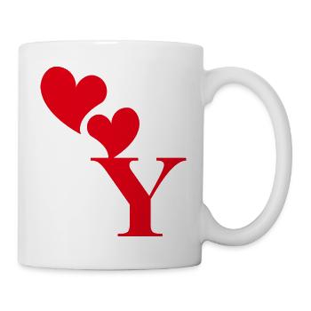 Buchstabe y rotes Herz - Tasse - Weiß - Rechts