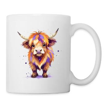Hochland Kuh Verspielt Entzückend Spaß Tier Bunt - Tasse - Weiß - Rechts