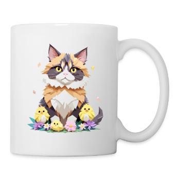 Cat Playful Adorable Fun Animal Colorful Geometric - Mug - white - Right