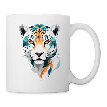 Leopard Vektor Kunst Lebendige Farben Illustration - Tasse - Weiß - Rechts