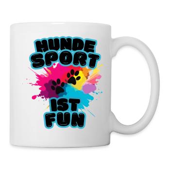 Aufdruck Hundesport ist fun rainbow Var. schwarz - Tasse - Weiß - Rechts