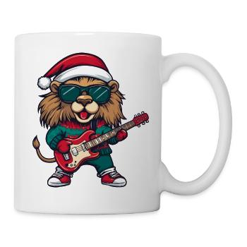 Lion Noël Rocker Guitare - Mug blanc - blanc - Droite